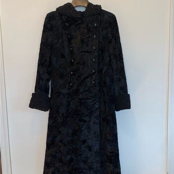 Vintage Saks 5th Ave Victorian Black Velvet Long Coat with Hood - Picture 2 of 14